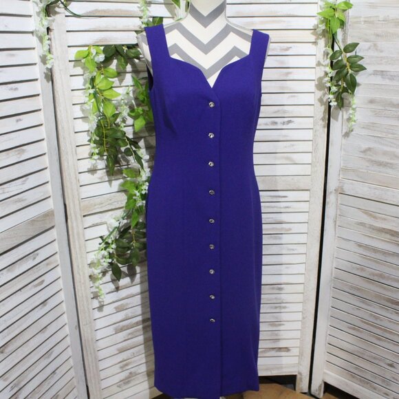 Liz Claiborne Dresses & Skirts - Liz Claiborne royal purple sleeveless crystal button up dress (674)
